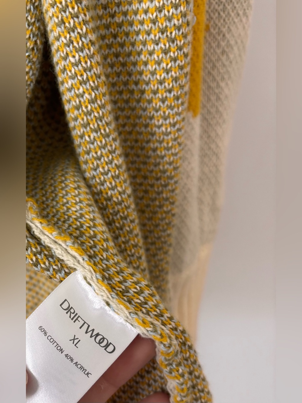 DRIFTWOOD Cream Cardigan with Mustard & Light Blue Floral Pattern - Picture 5 of 5